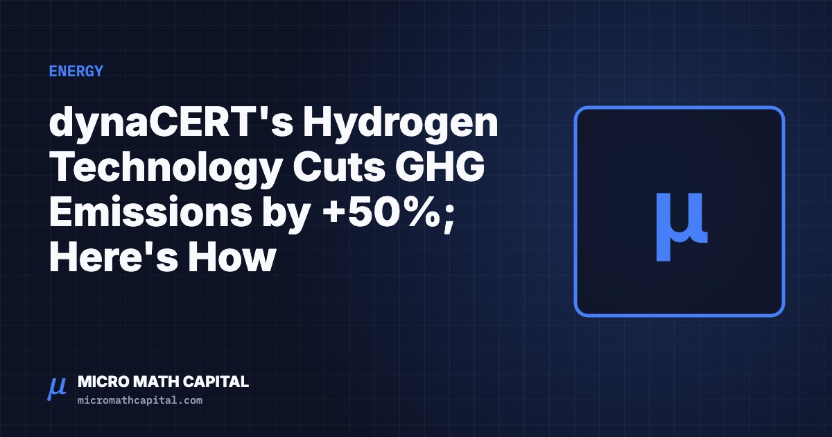 Micro Math Capital cover: dynaCERT's Hydrogen Technology Cuts GHG Emissions by +50%; Here's How