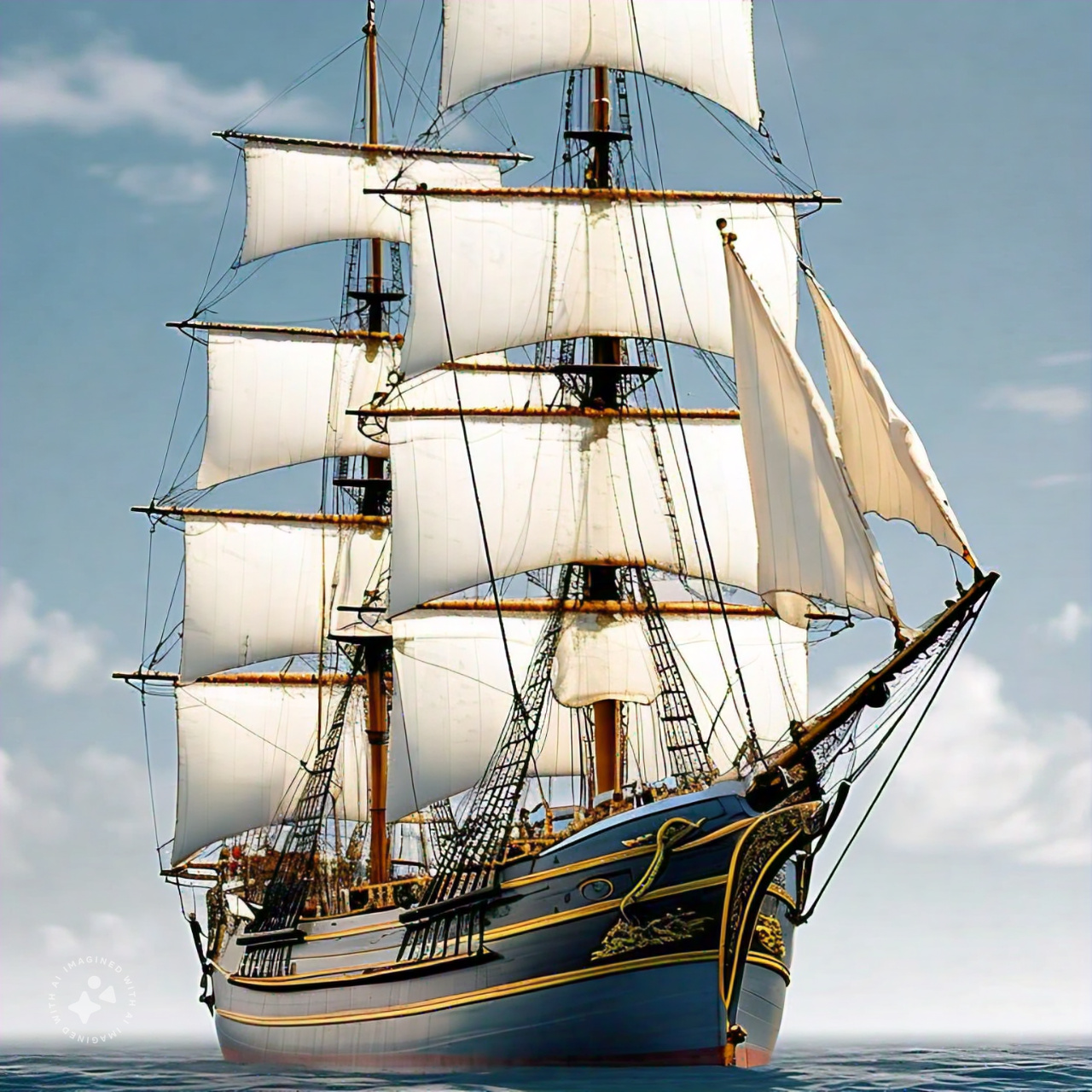 A massive sailing vessel