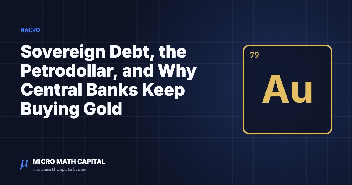 Micro Math Capital cover: Sovereign Debt, the Petrodollar, and Why Central Banks Keep Buying Gold 
